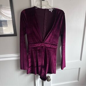 Tobi Rich Velvet Long Sleeve Romper